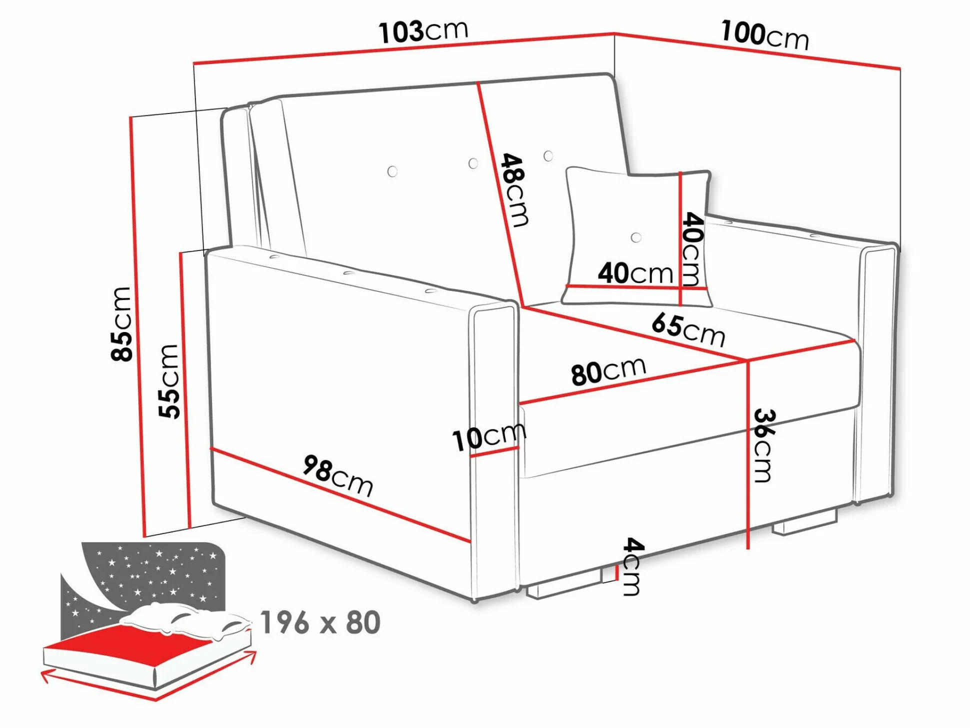 Lænestol Caelrin I (Coral 75)