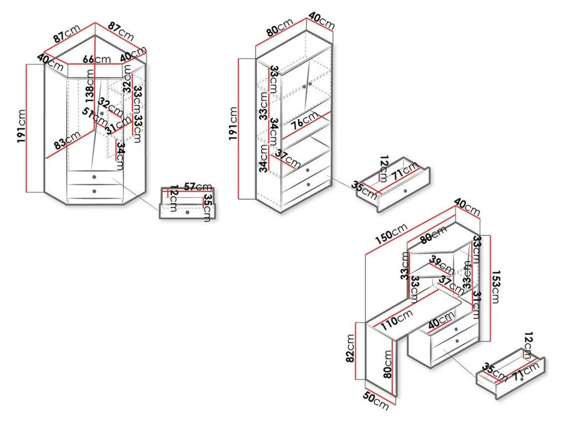 Møbelsæt Almira 116 (Artisan eg + Hvid)