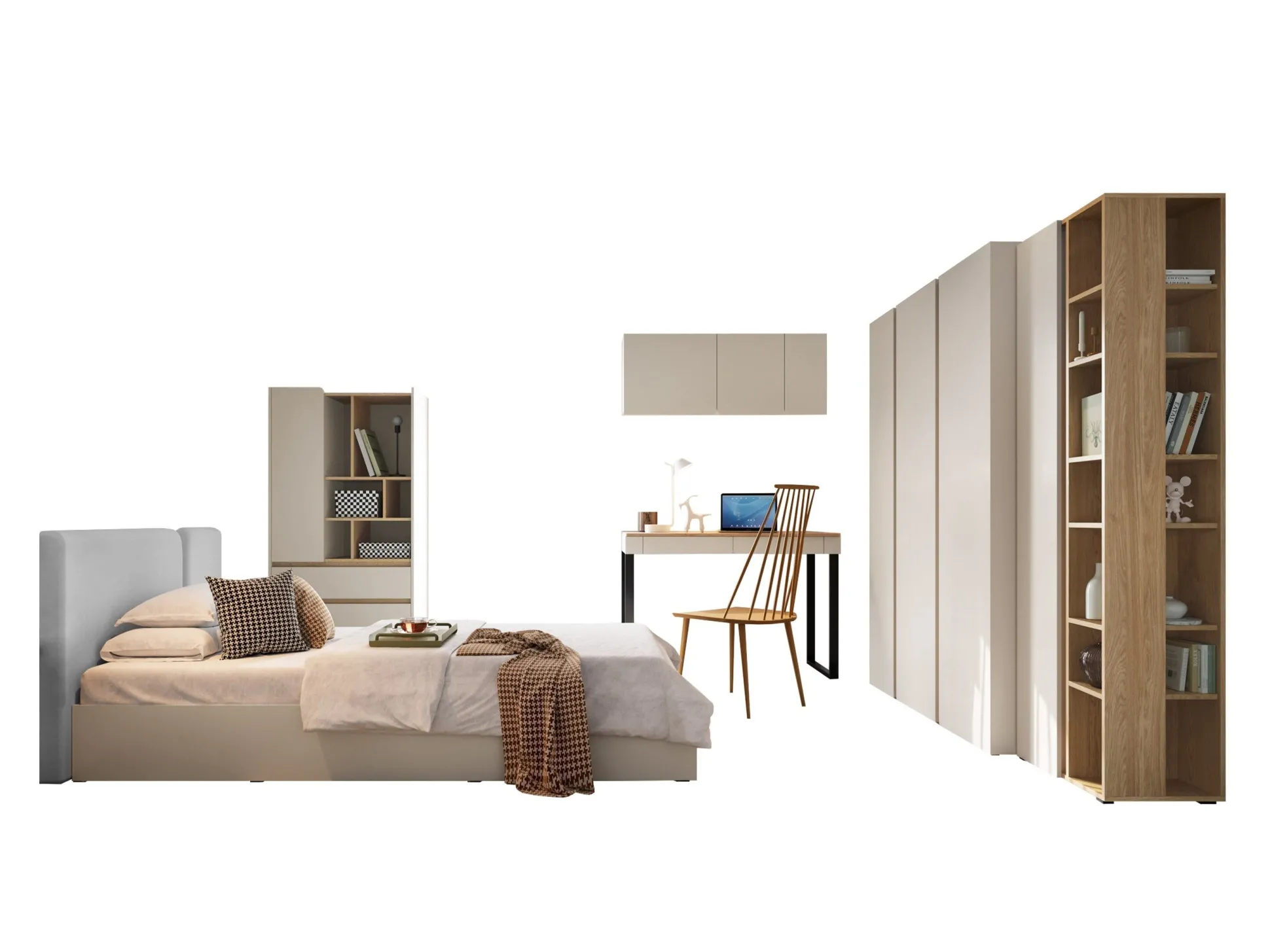 Møbelsæt Fiosono 114 (Beige + Lys eg)