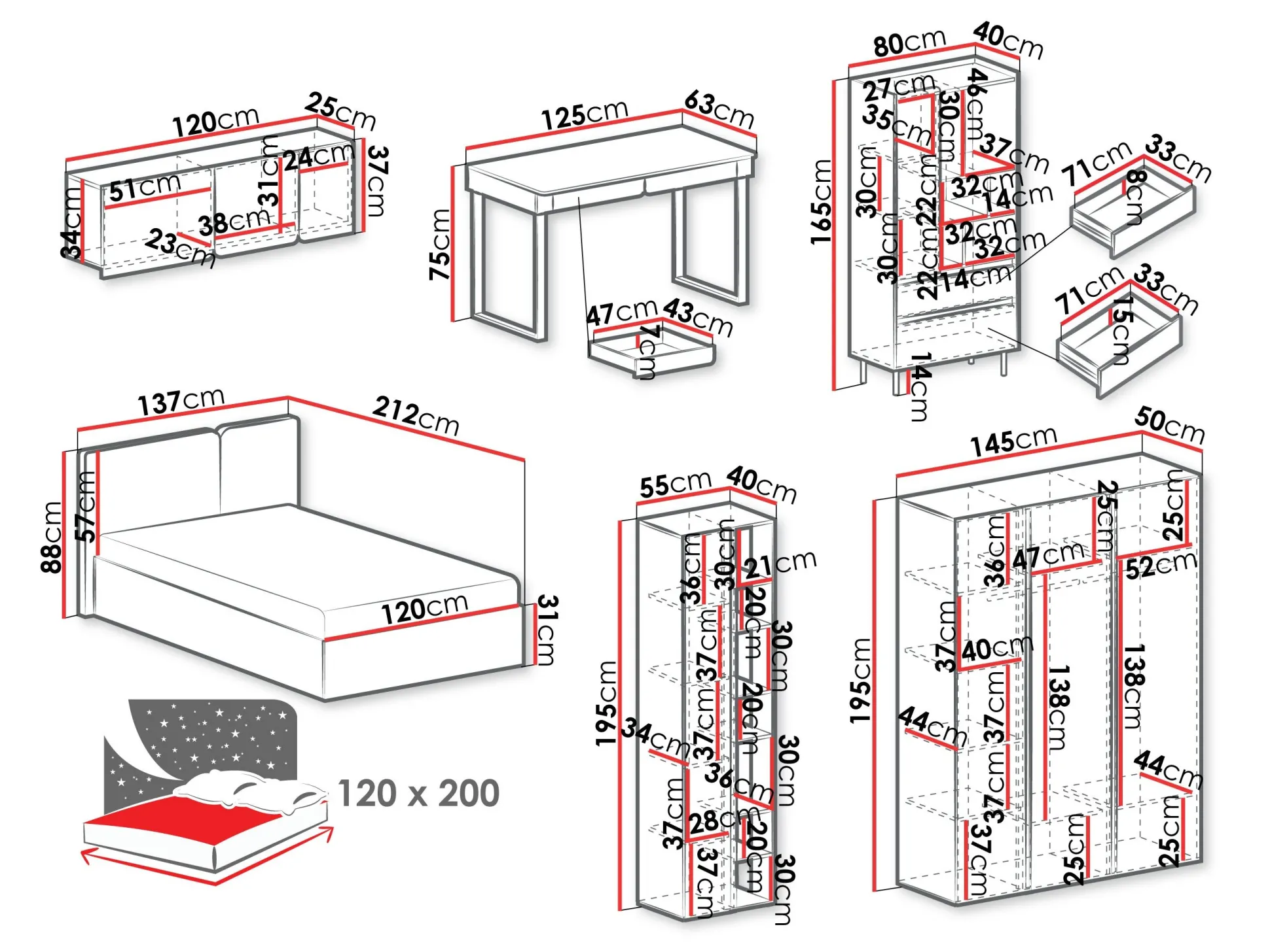 Møbelsæt Fiosono 114 (Beige + Lys eg)