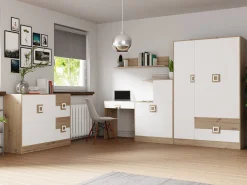 Møbelsæt Tolfere 107 (Lys eg + Hvid)