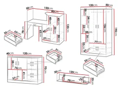 Møbelsæt Tolfere 107 (Lys eg + Hvid)