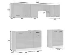 Modulkøkkensæt Line Grey 120
