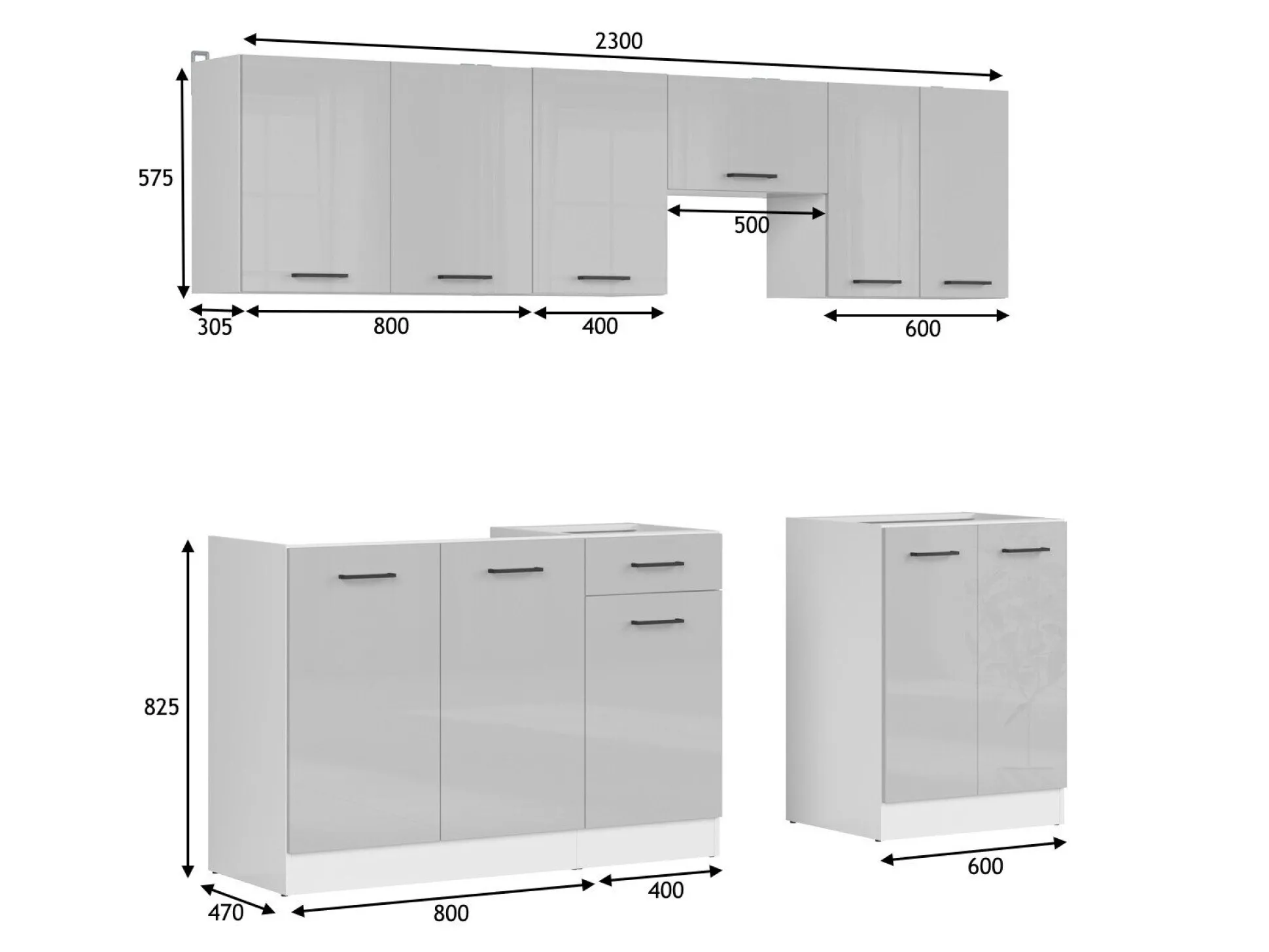 Modulkøkkensæt Line Grey 119