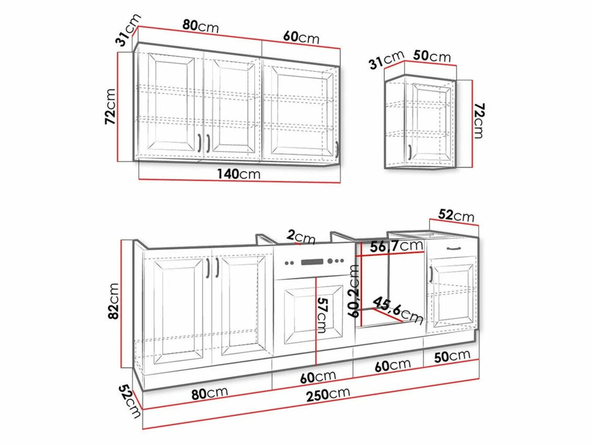 Modulkøkkensæt Retro Grey 150
