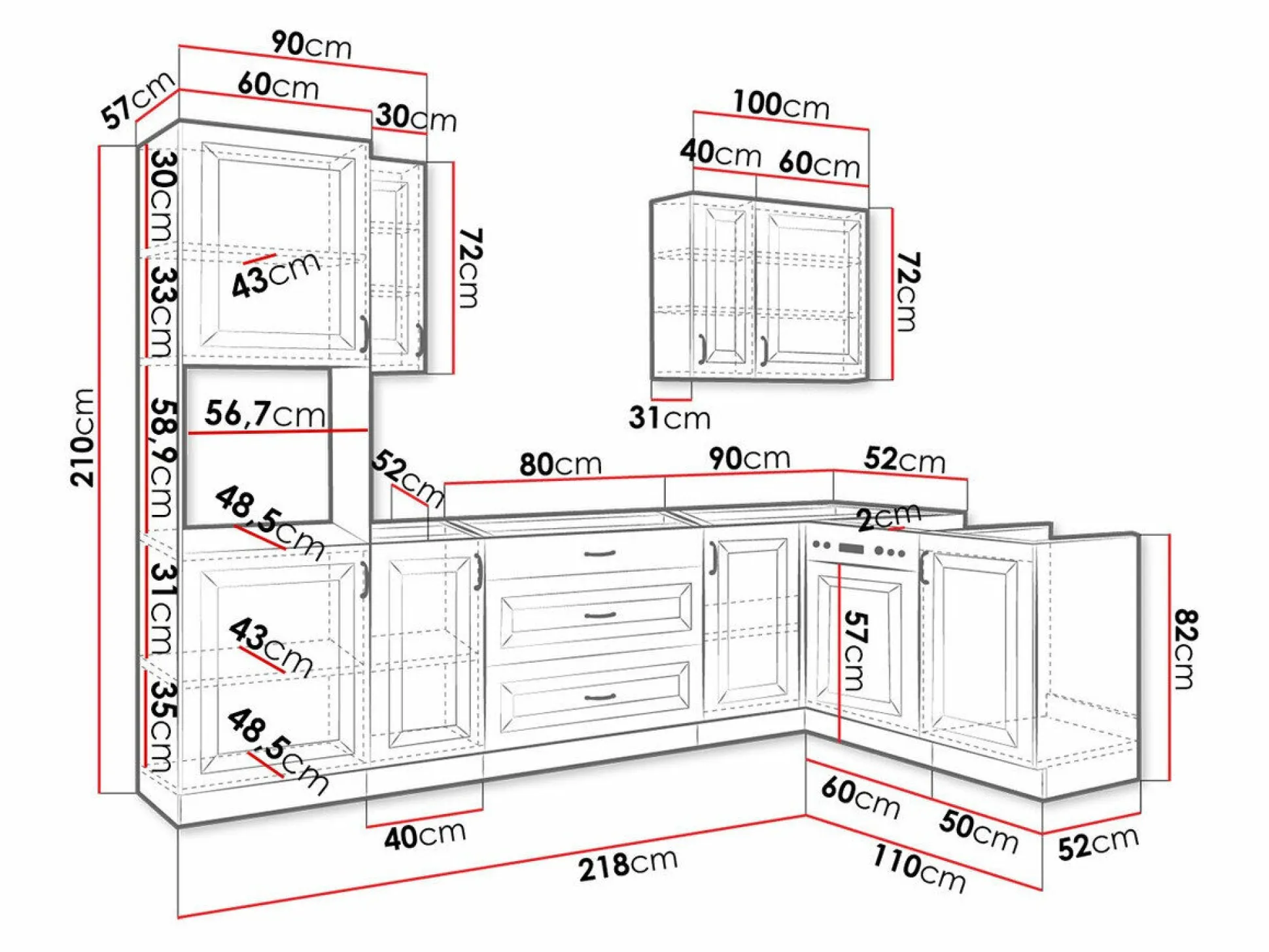 Modulkøkkensæt Retro Grey 148