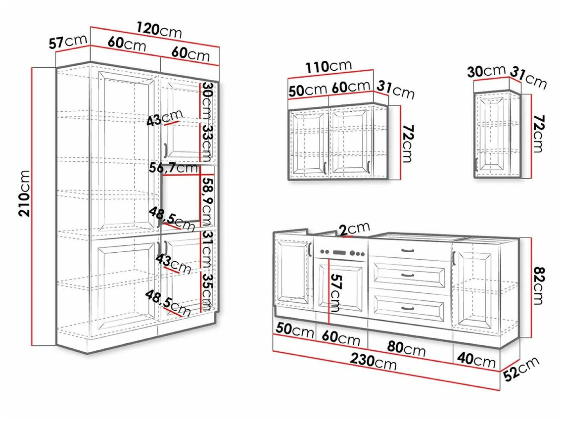 Modulkøkkensæt Retro Grey 149