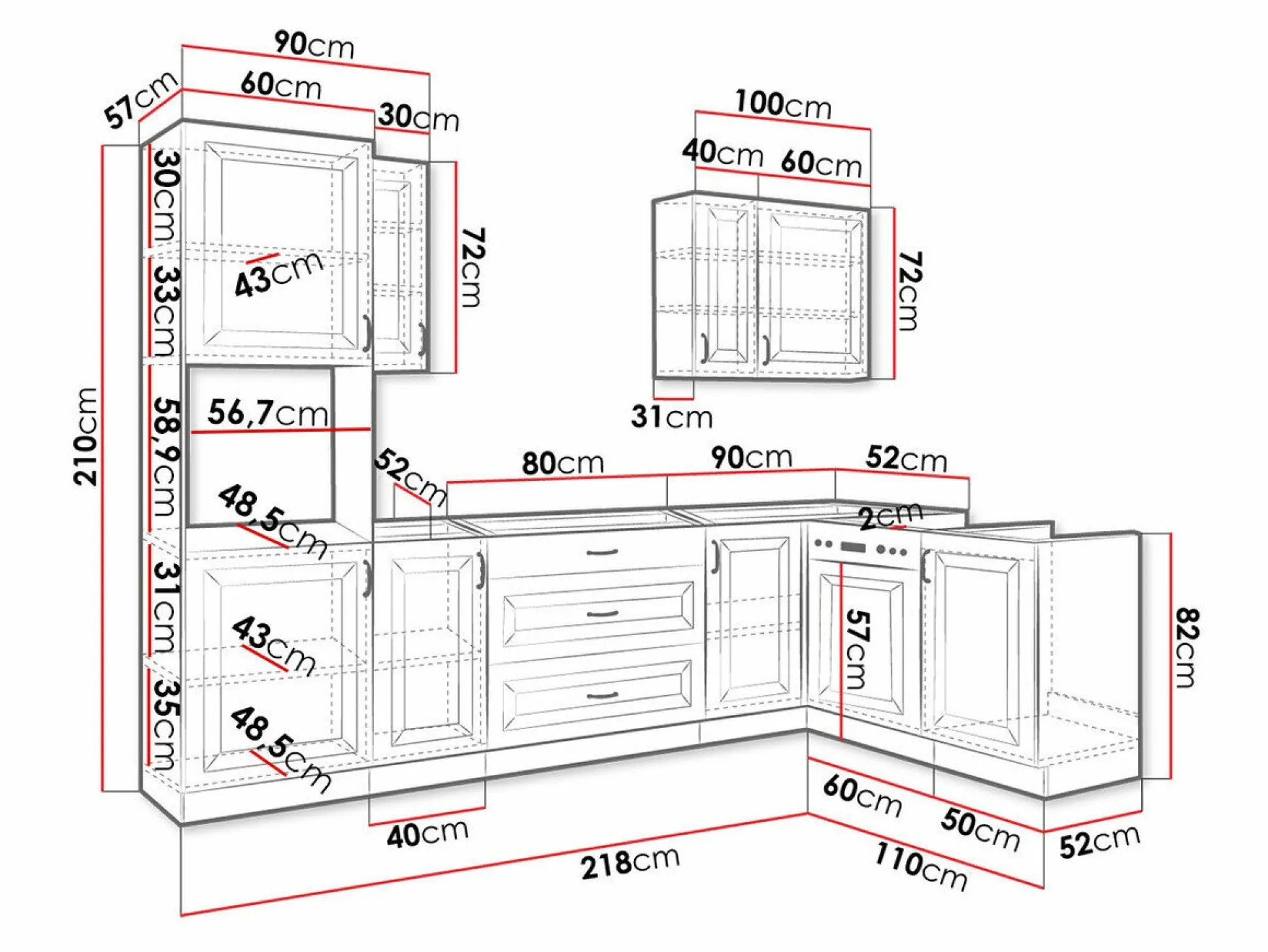 Modulkøkkensæt Retro White 148