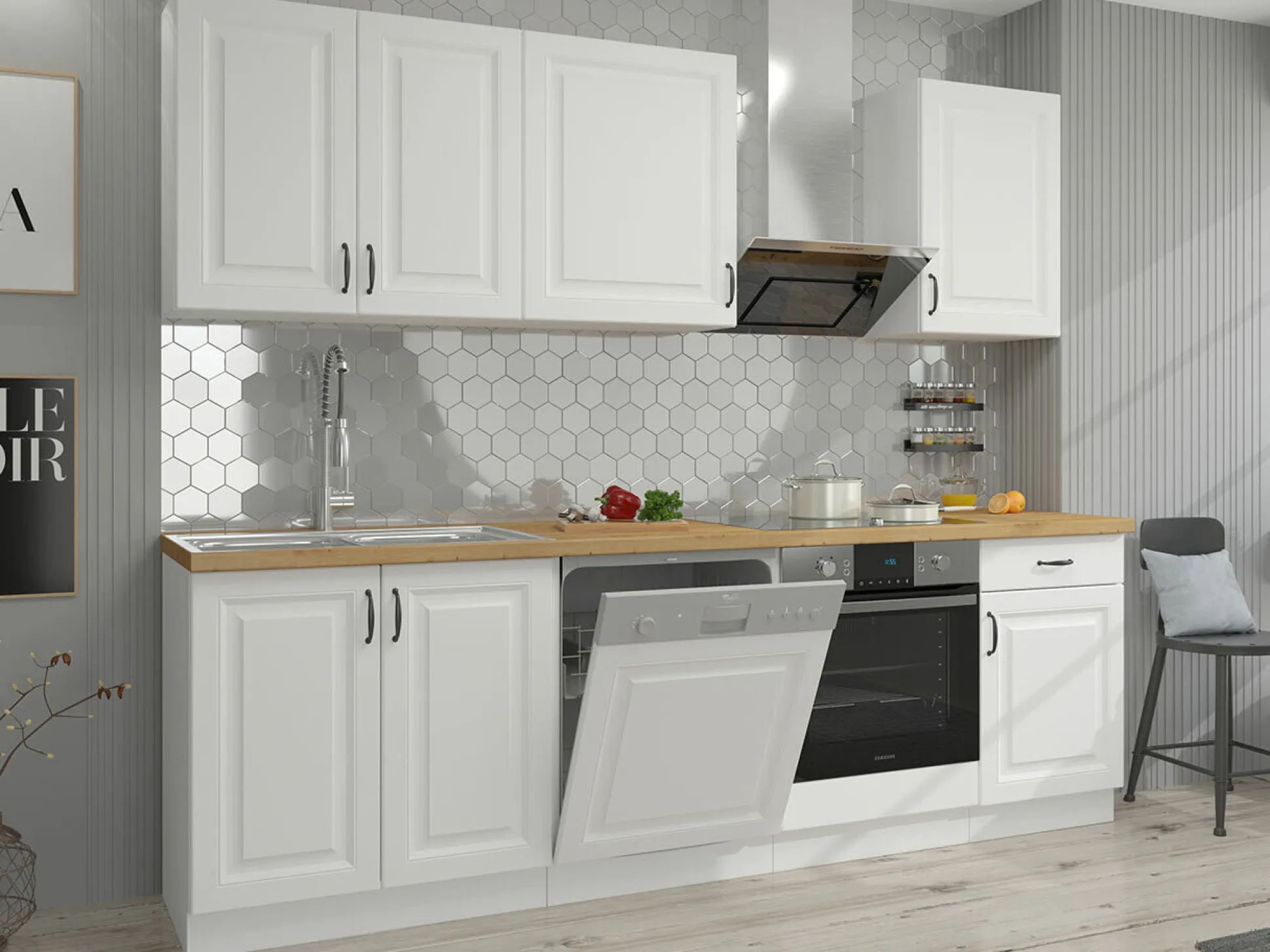 Modulkøkkensæt Retro White 150