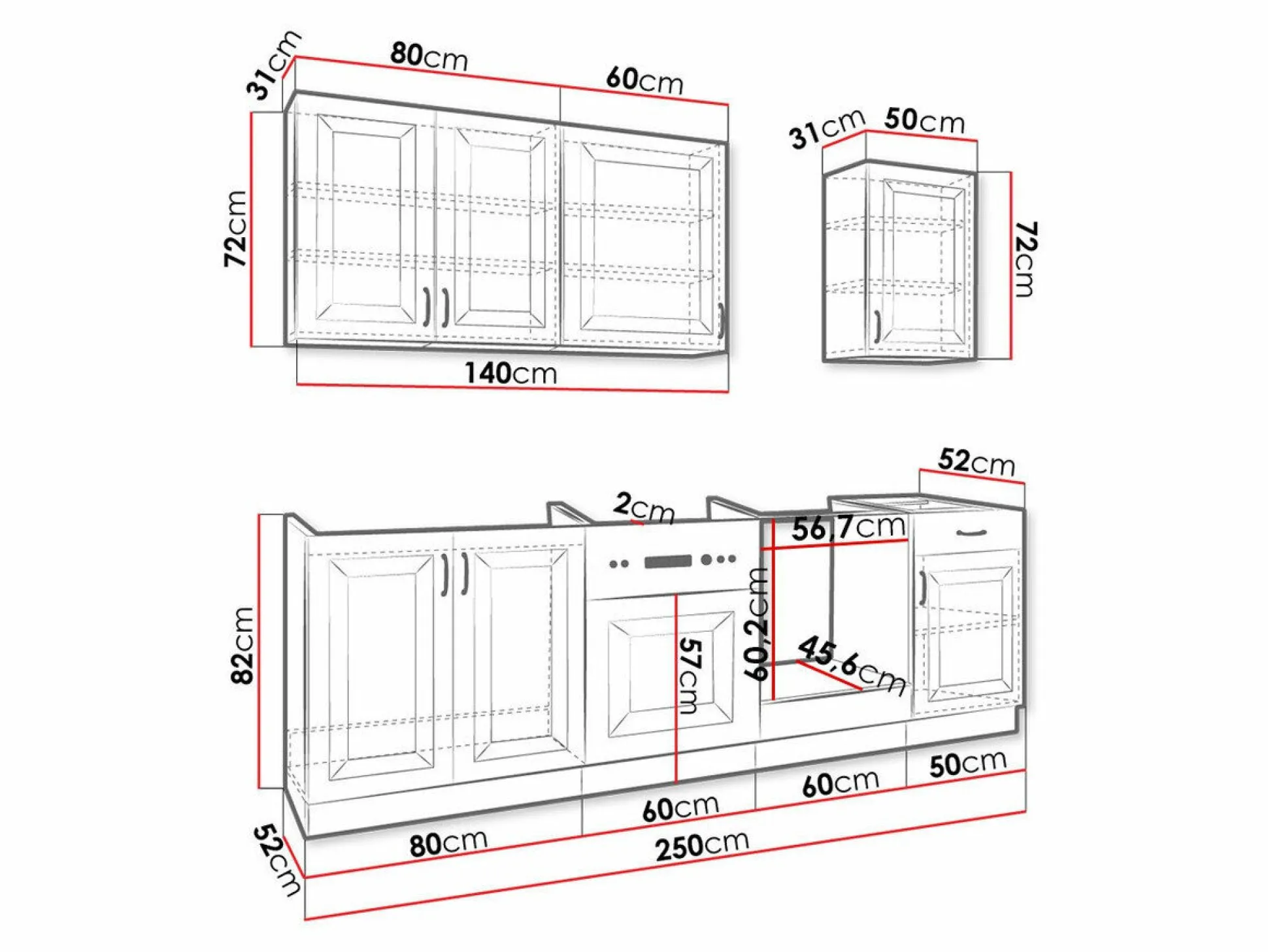 Modulkøkkensæt Retro White 150