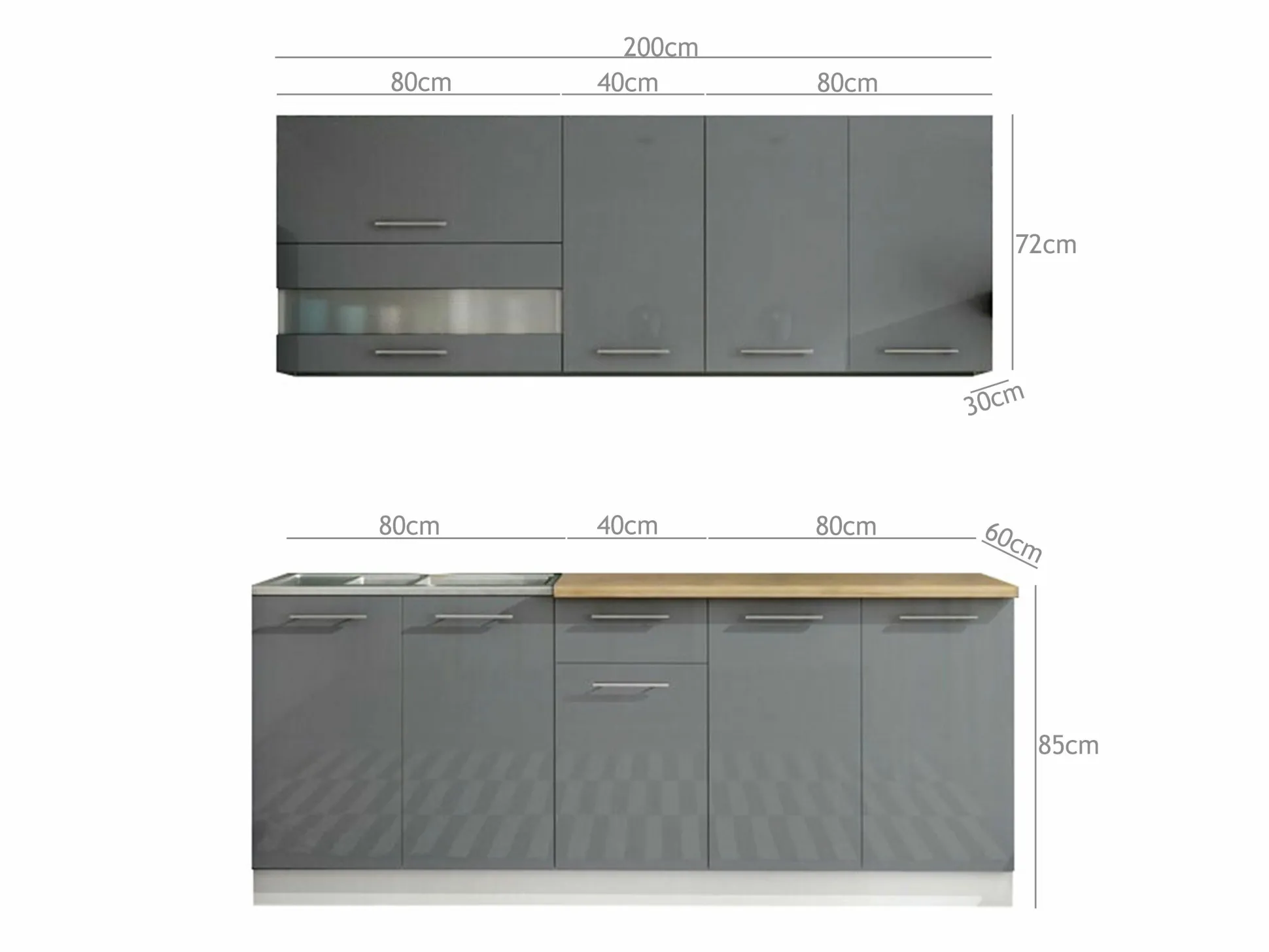 Modulkøkkensæt Tiffa Grey 102