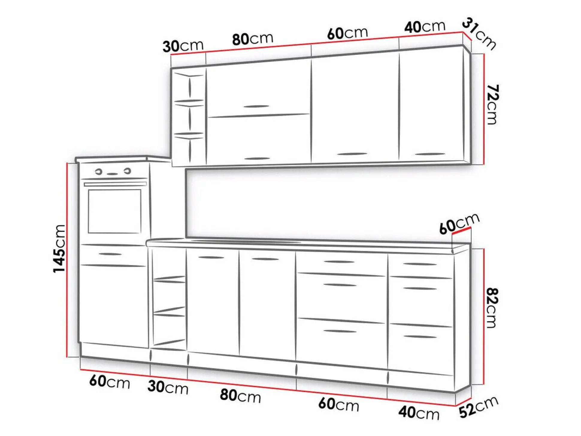 Modulkøkkensæt Wood White 136