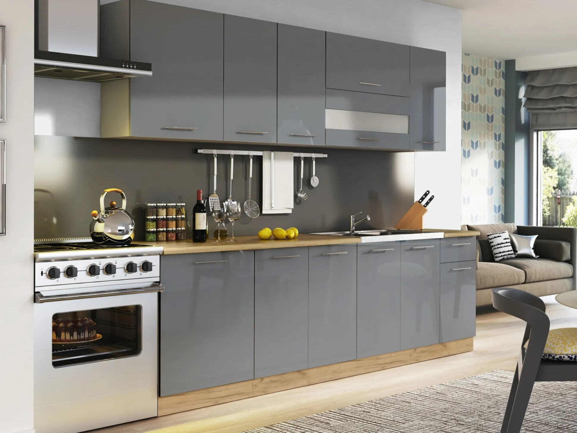 Modulskab med låger Tiffa Grey 136