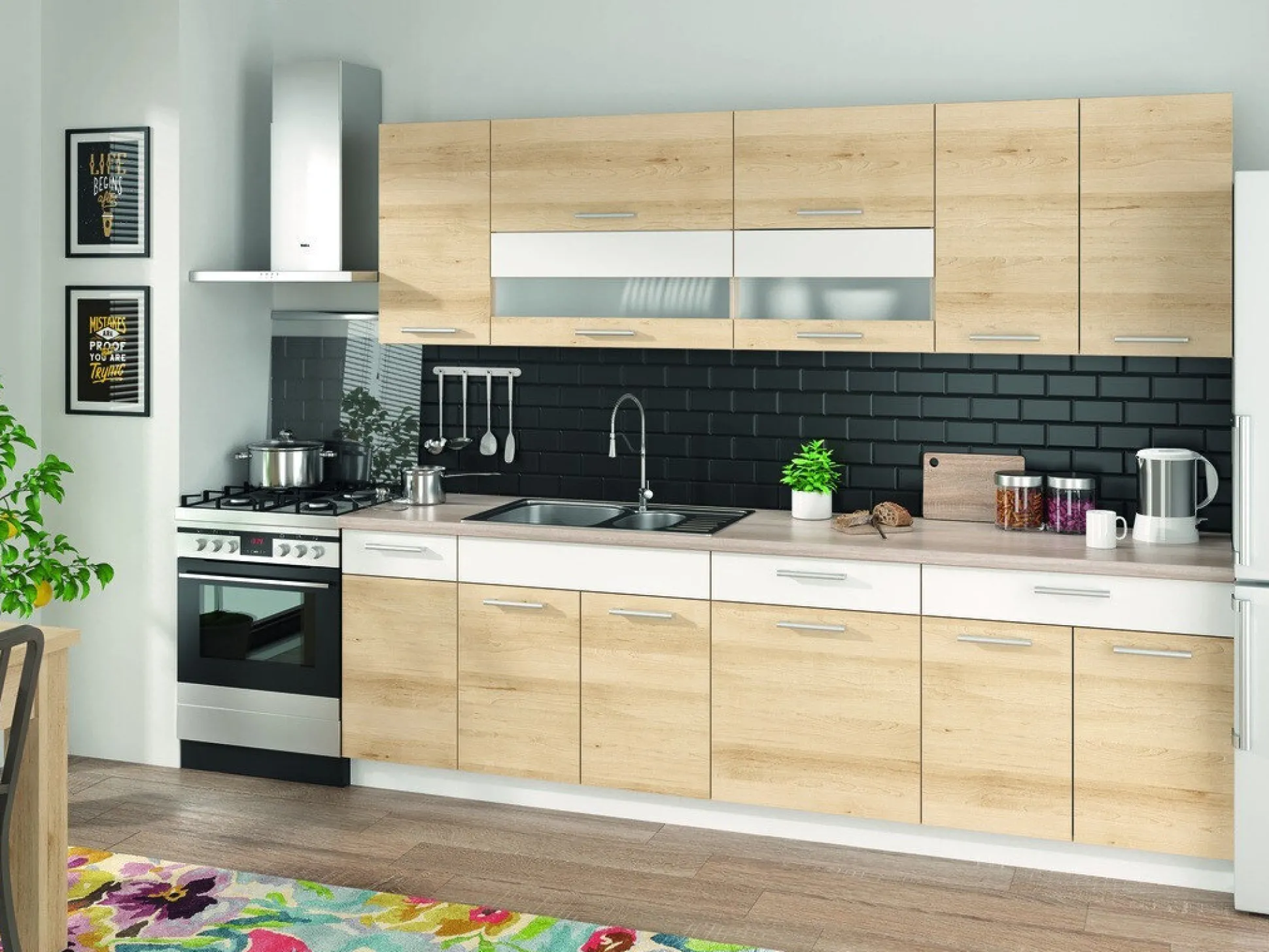 Modulskab med skuffe og låger Mode Beech 112