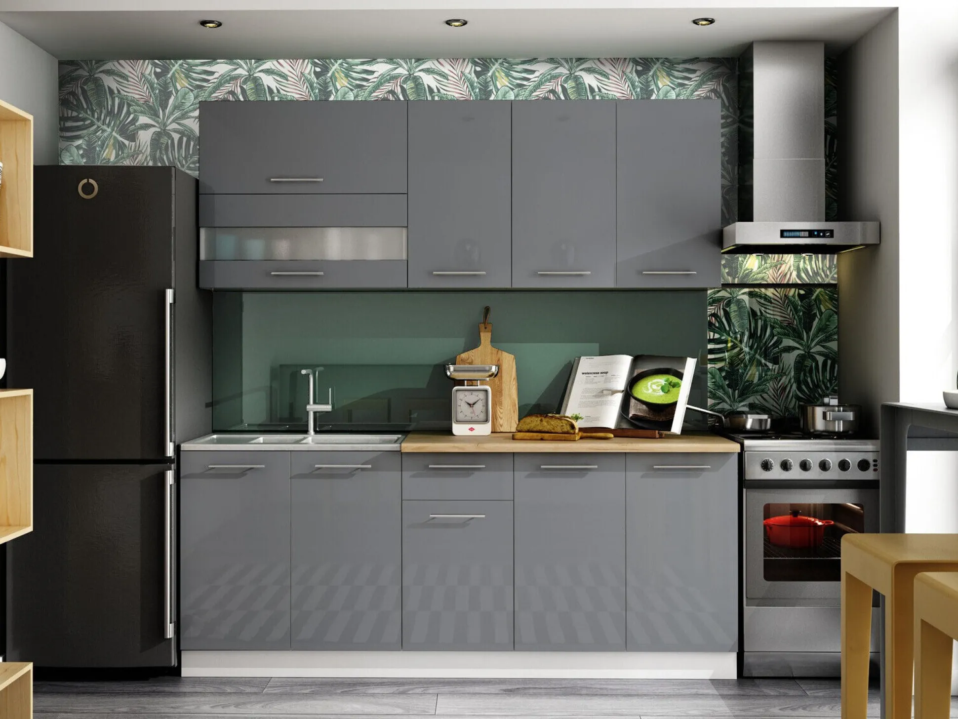 Modulskab med skuffe og låger Tiffa Grey 138