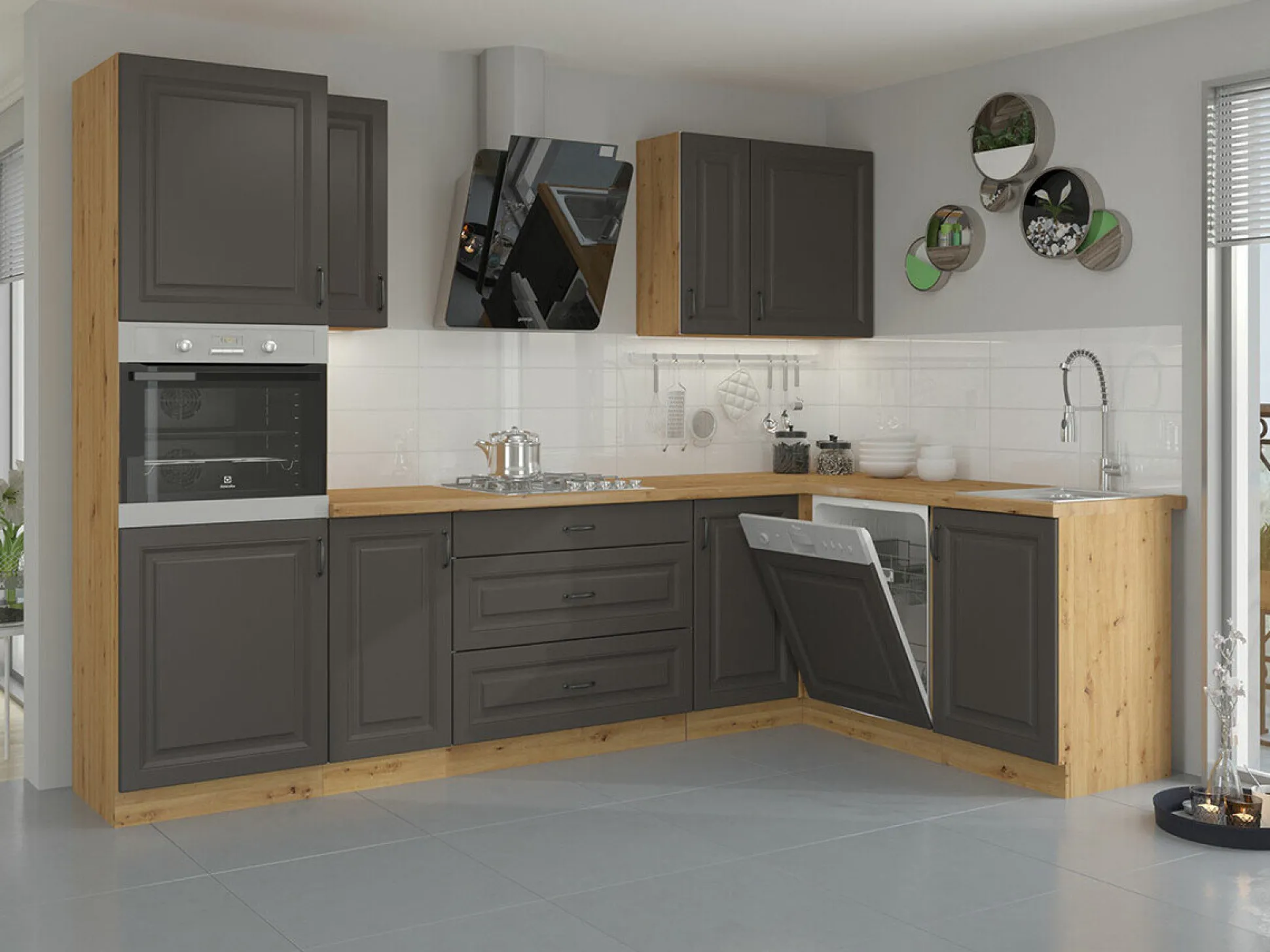 Modulskab med skuffer Retro Grey 120