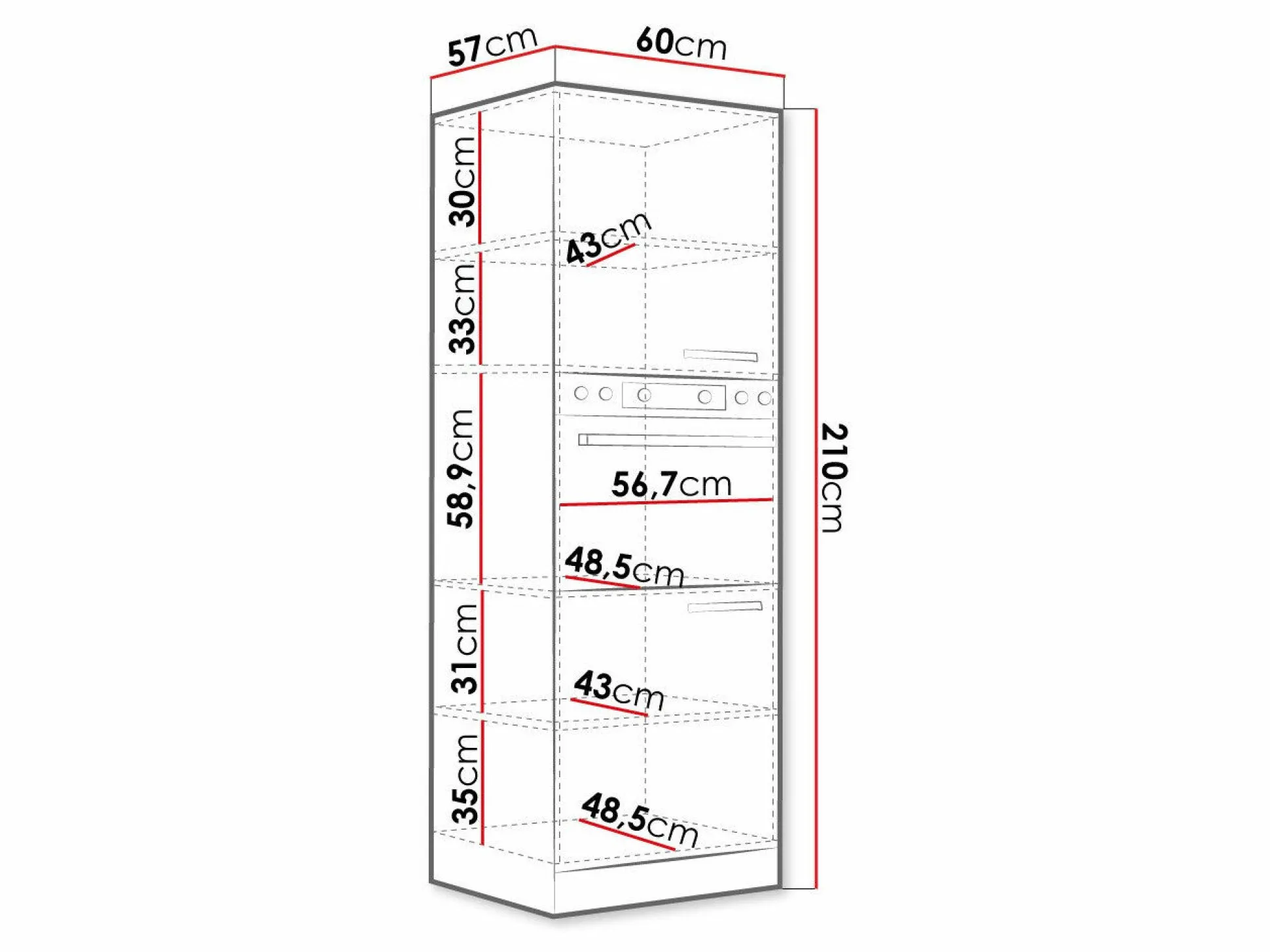 Modulskab til indbyggede apparater Multi Grey 100