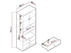 Reol Almira 103 (Artisan eg + Hvid)
