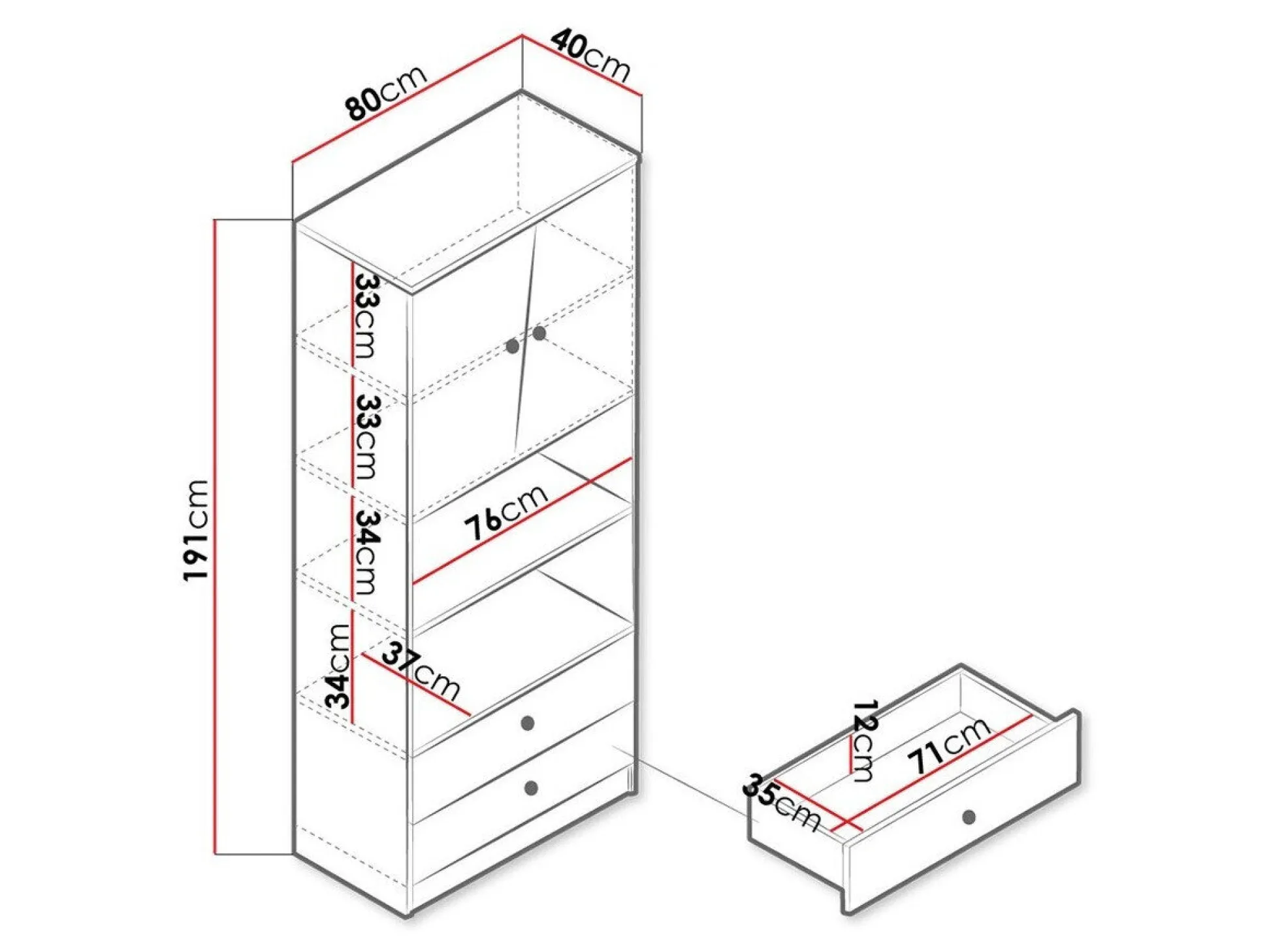 Reol Almira 103 (Artisan eg + Hvid)
