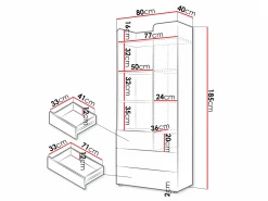 Reol Domcali 102 (Grå + Egetræ)