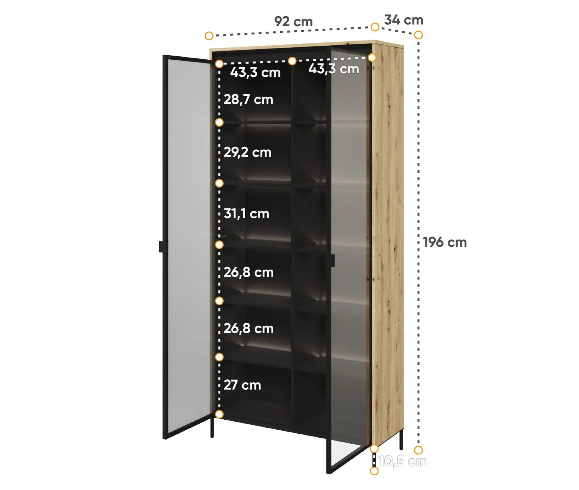 Reol Fernolu 106 (Artisan eg + Sort)
