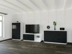 Reol Fivale 103 (Glansfuld hvid + Mat sort)