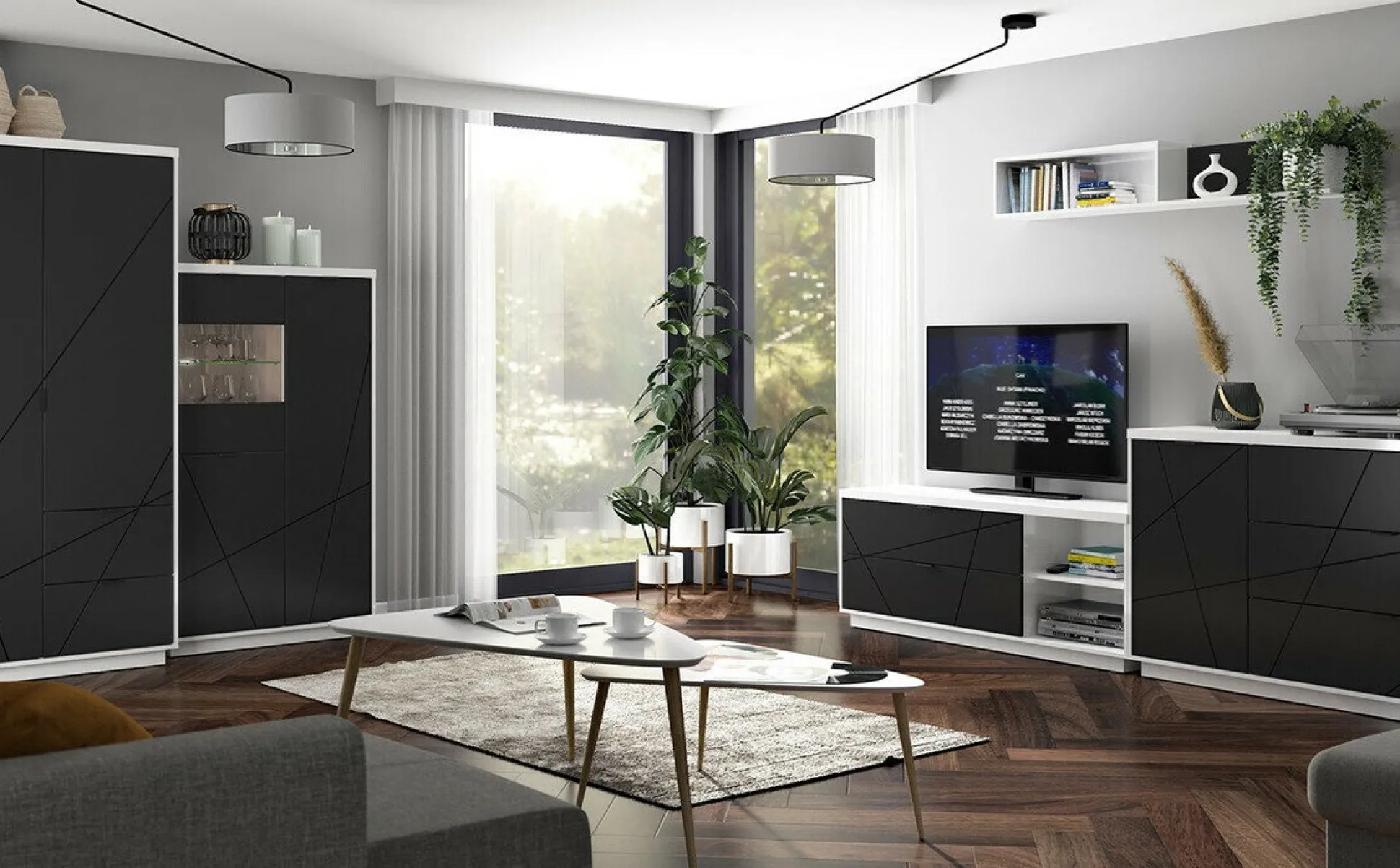 Reol Fivale 103 (Glansfuld hvid + Mat sort)