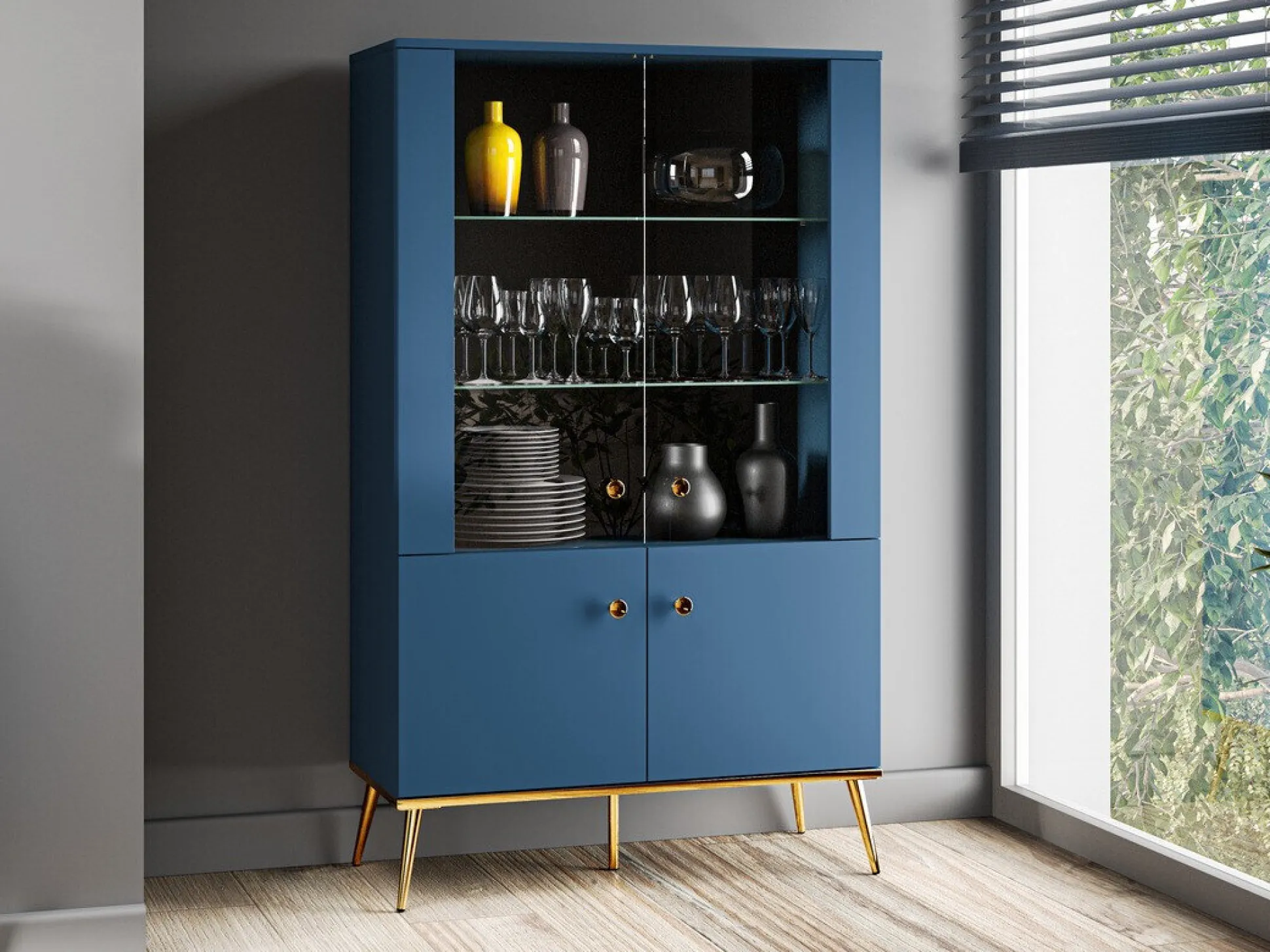 Reol Flonovu 101 (Mørkeblå + Gylden)