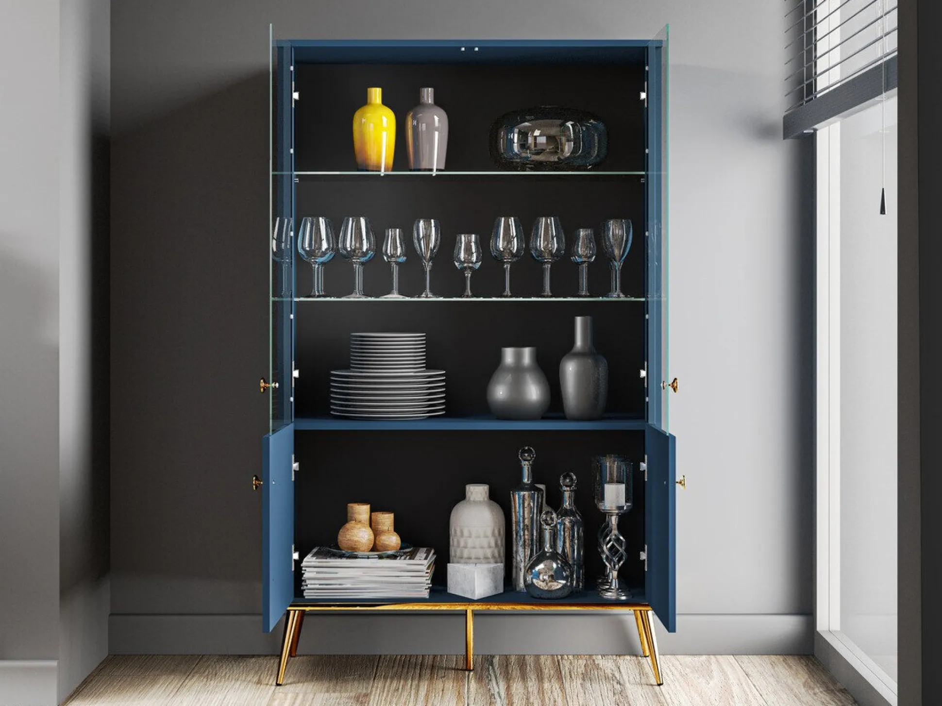 Reol Flonovu 101 (Mørkeblå + Gylden)