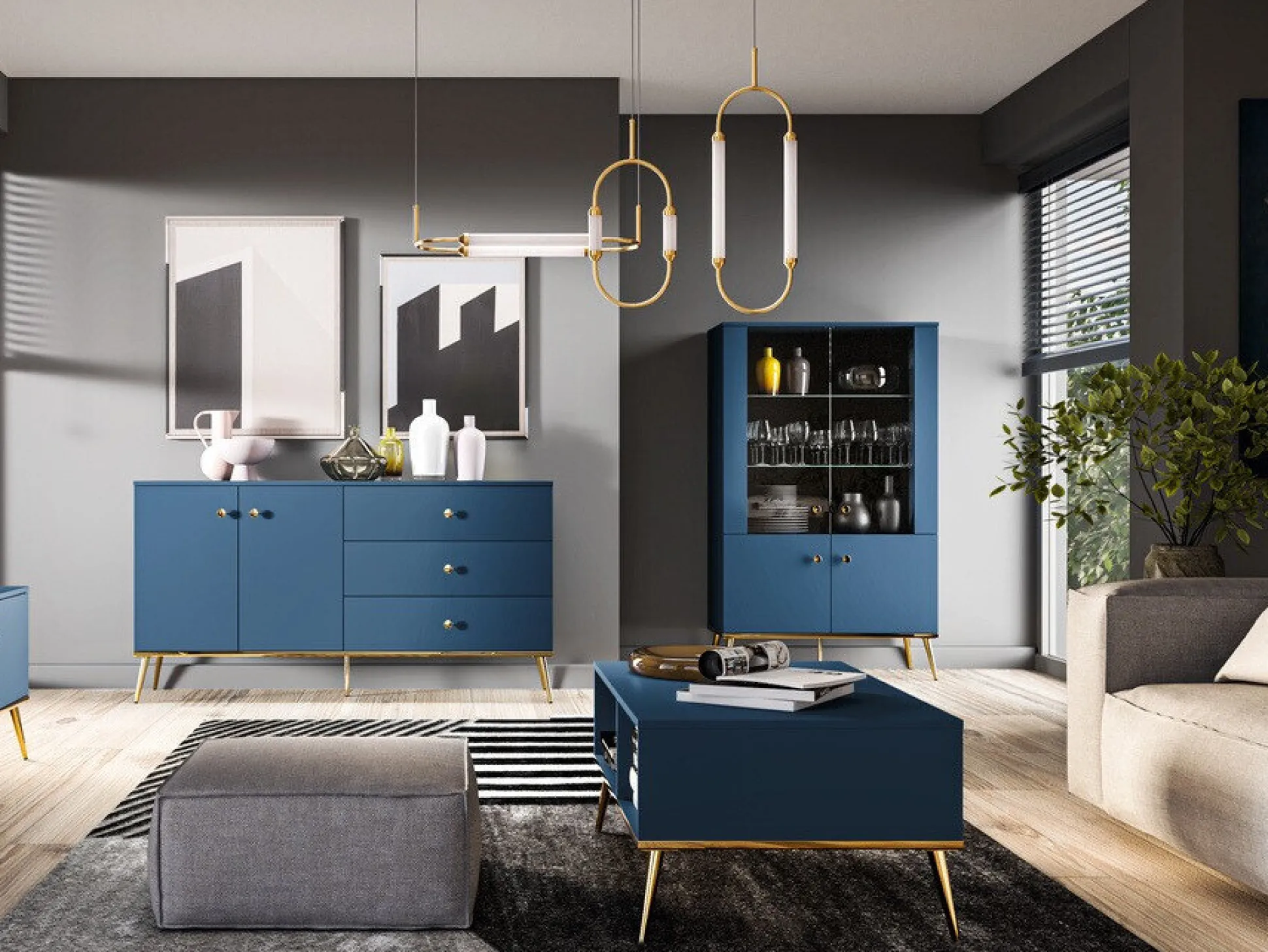 Reol Flonovu 101 (Mørkeblå + Gylden)