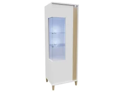 Reol Florem I (Hvid + Glansfuld hvid + Lyst træ)