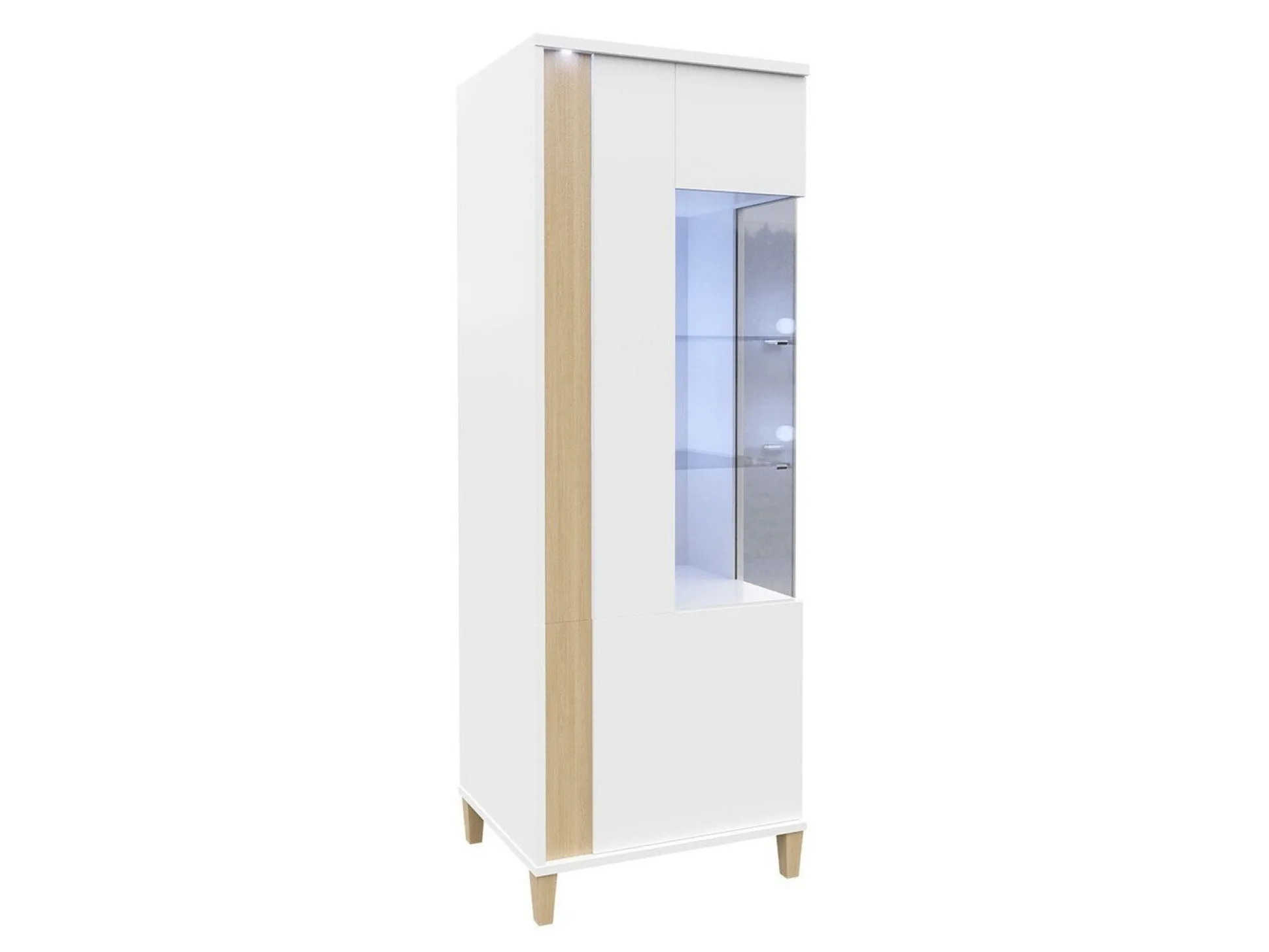 Reol Florem II (Hvid + Glansfuld hvid + Lyst træ)