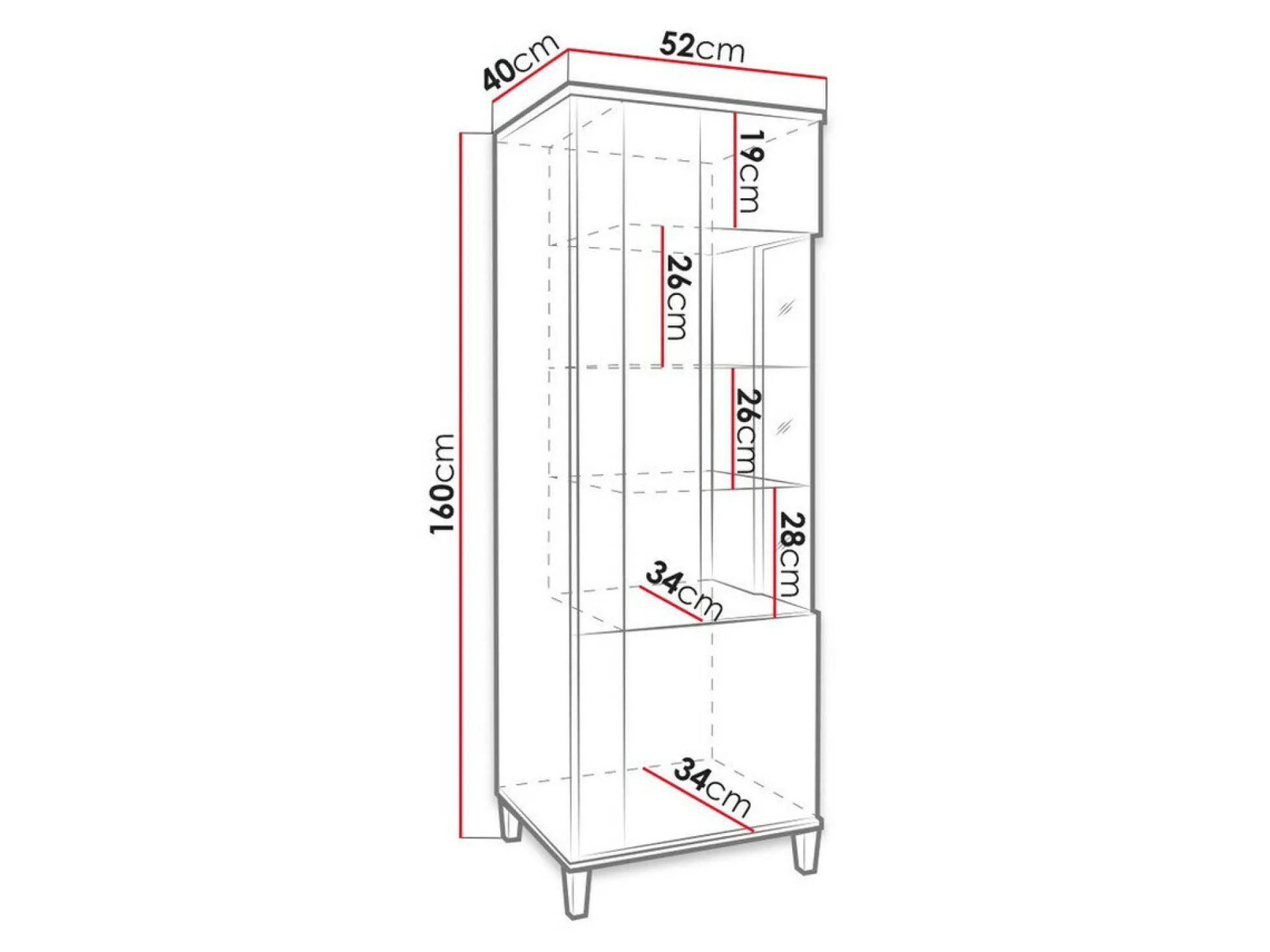 Reol Florem II (Hvid + Glansfuld hvid + Lyst træ)