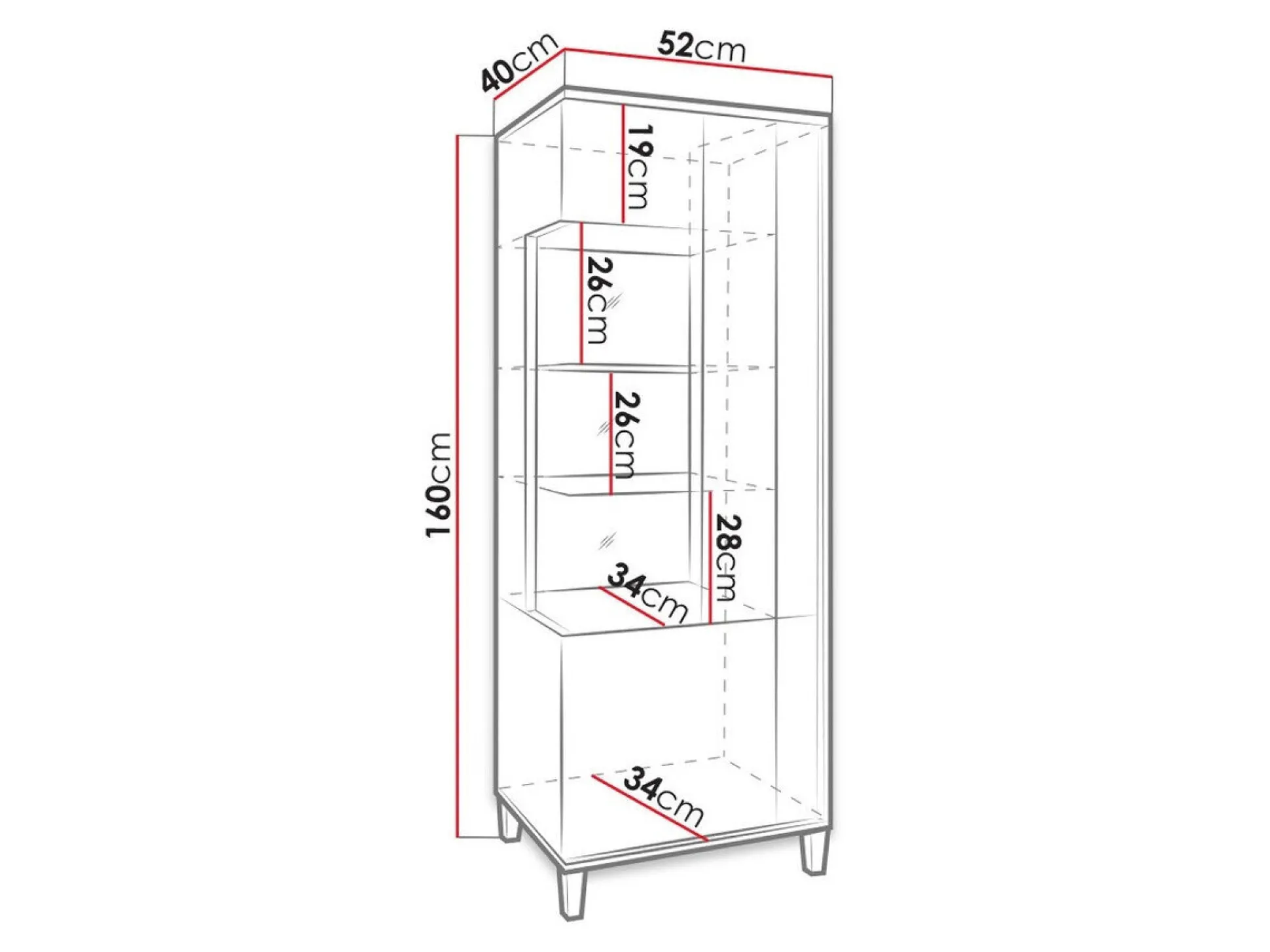 Reol Florem III (Hvid + Glansfuld hvid + Lyst træ)