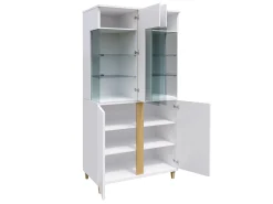 Reol Florem IV (Hvid + Glansfuld hvid + Lyst træ)