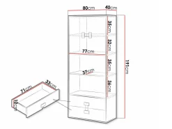 Reol Florevi 112 (Gloss grå + Artisan eg)