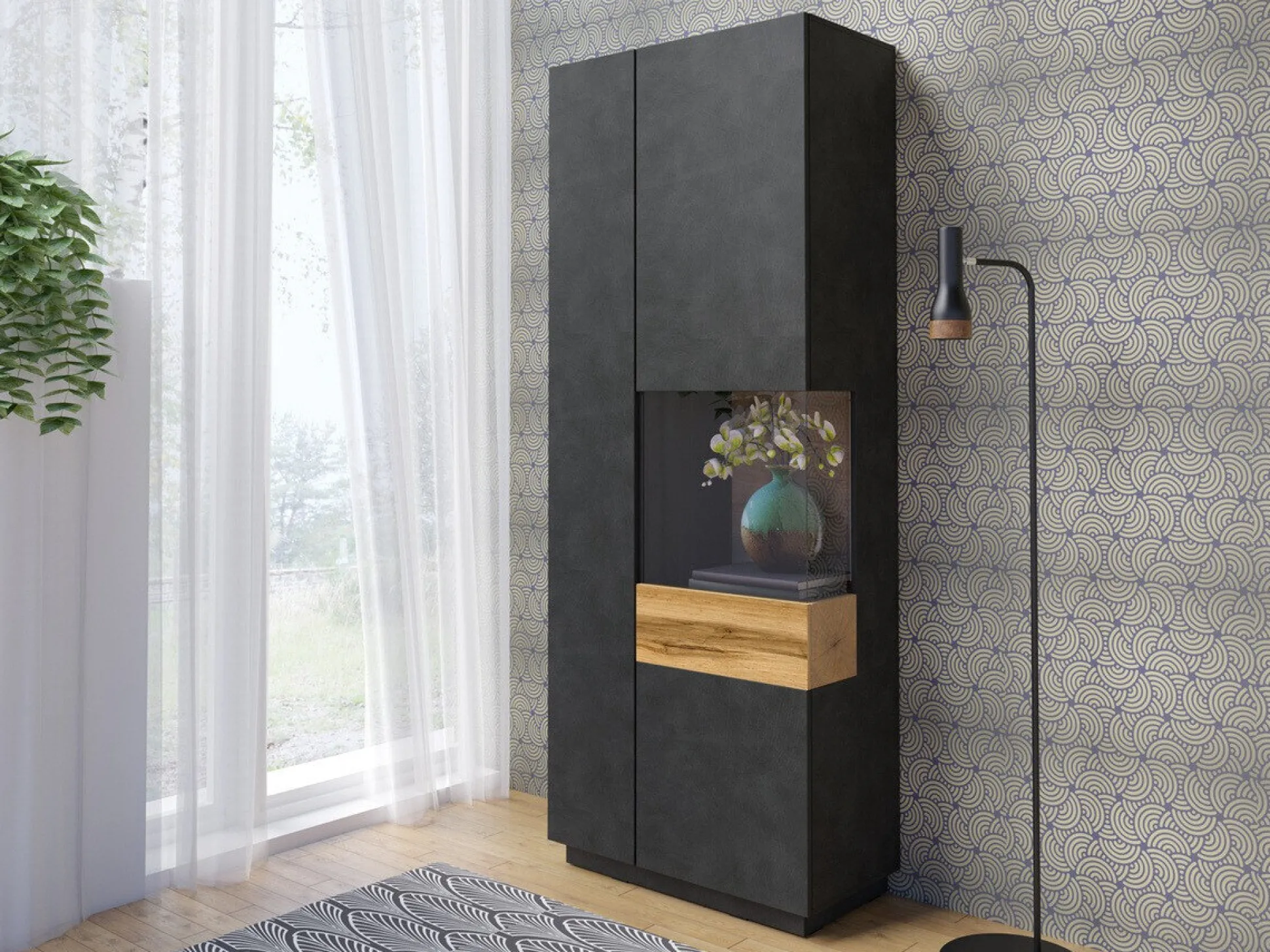 Reol Livlore 100 (Matera grå + Wotan eg)