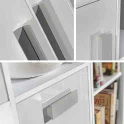 Reol Merevari 104 (Hvid + Glansfuld hvid + Grå)