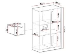 Reol Merevari 101 (Hvid + Glansfuld hvid + Grå)