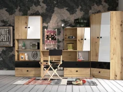 Reol Mirelbu 103 (Artisan eg + Glansfuld hvid)