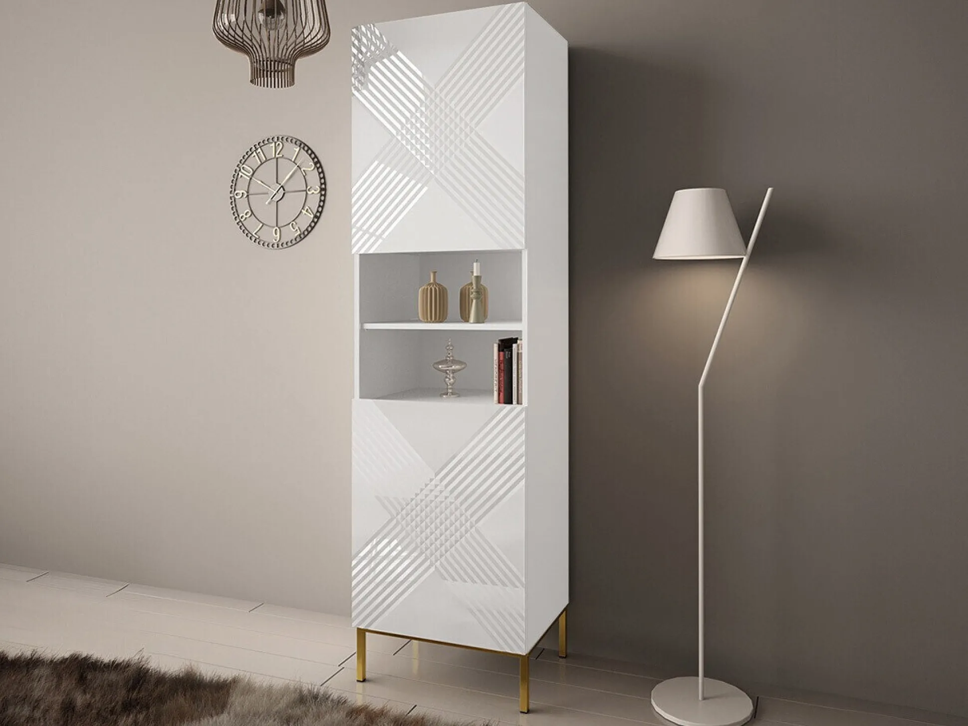 Reol Natar (Hvid + Glansfuld hvid)