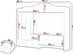Reol Romelbo 136 (Hvid + Egetræ)