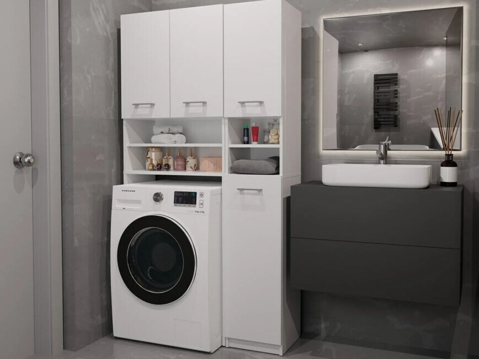 Reol til badeværelse Mandeville 128 (Hvid)