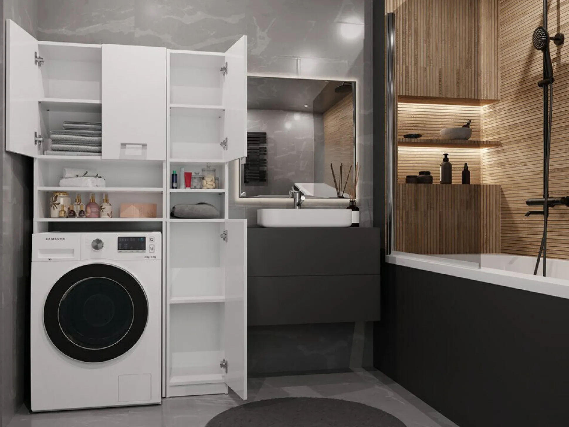 Reol til badeværelse Mandeville 128 (Hvid)