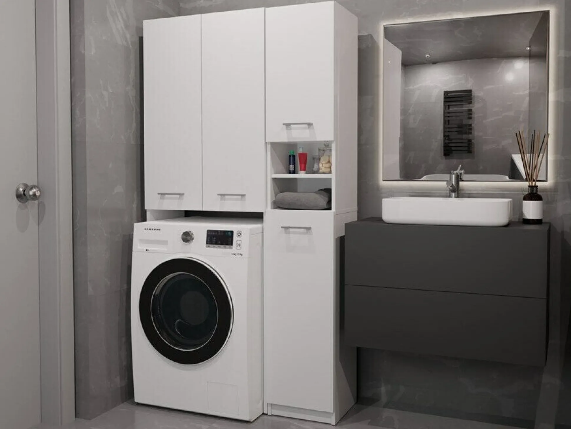 Reol til badeværelse Mandeville 130 (Hvid)