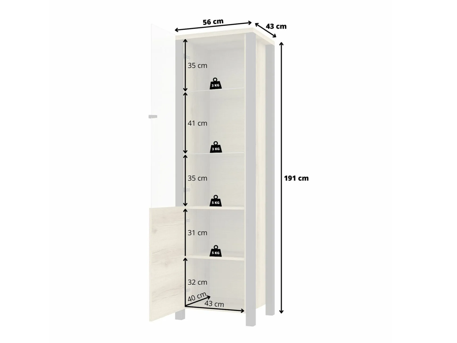 Reol Tornua 101 (Mørk gran + Mat sort)