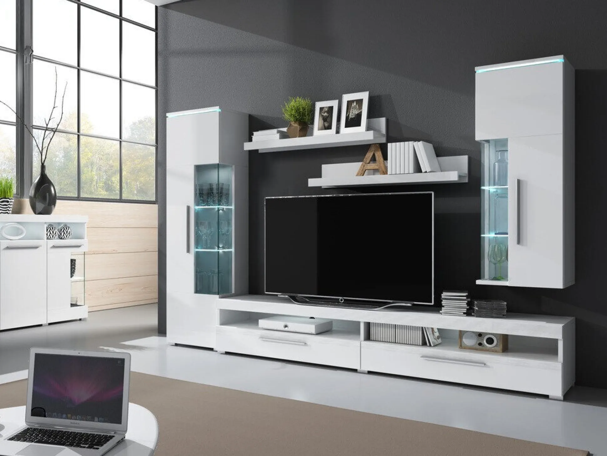 Reol Torvire 106 (Hvid + Glansfuld hvid)