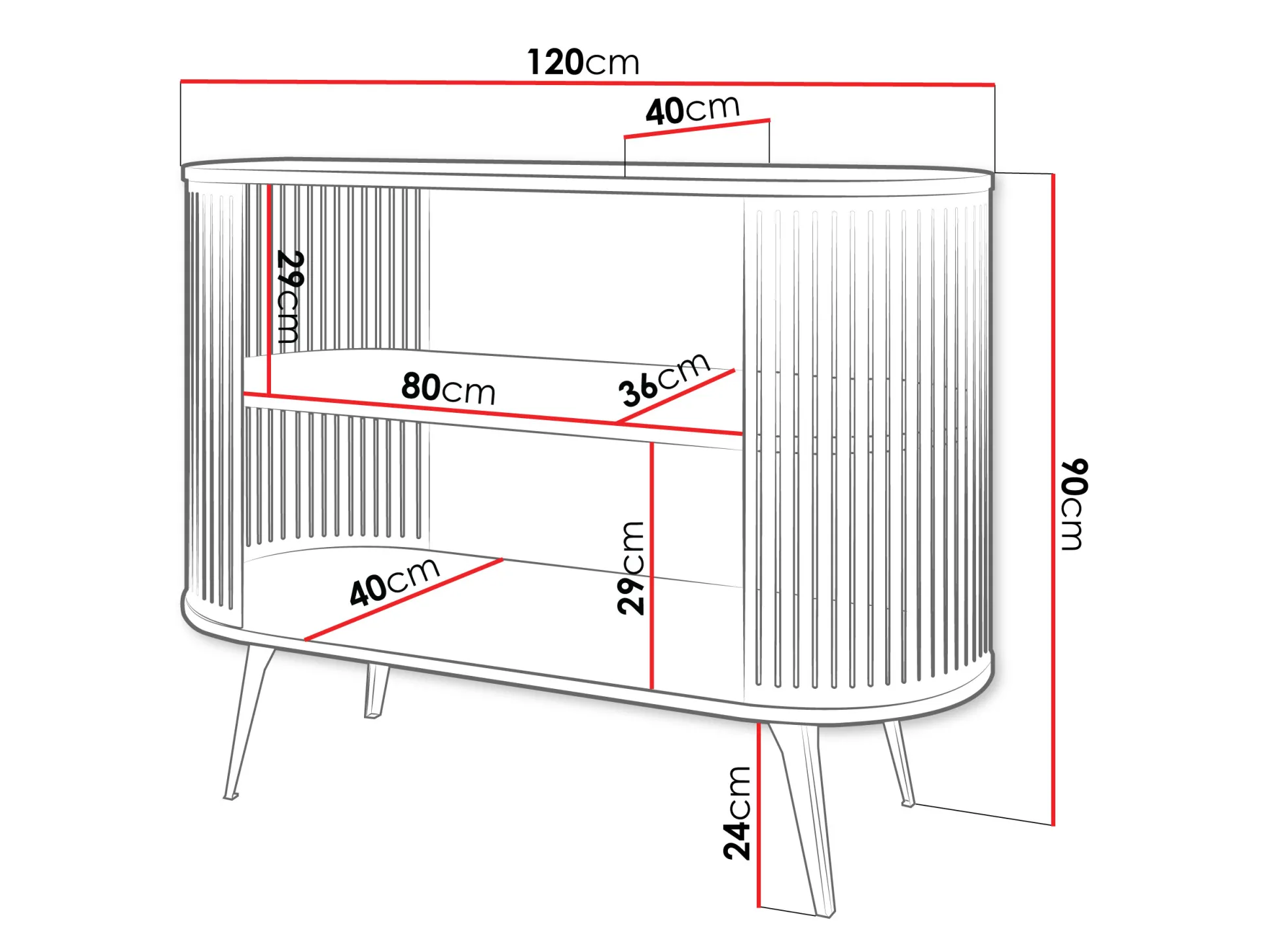 Reol Vitum I (Lyserød + Sort)