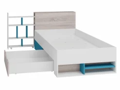 Seng Camteso 112 (Hvid + Egetræ + Turkis)