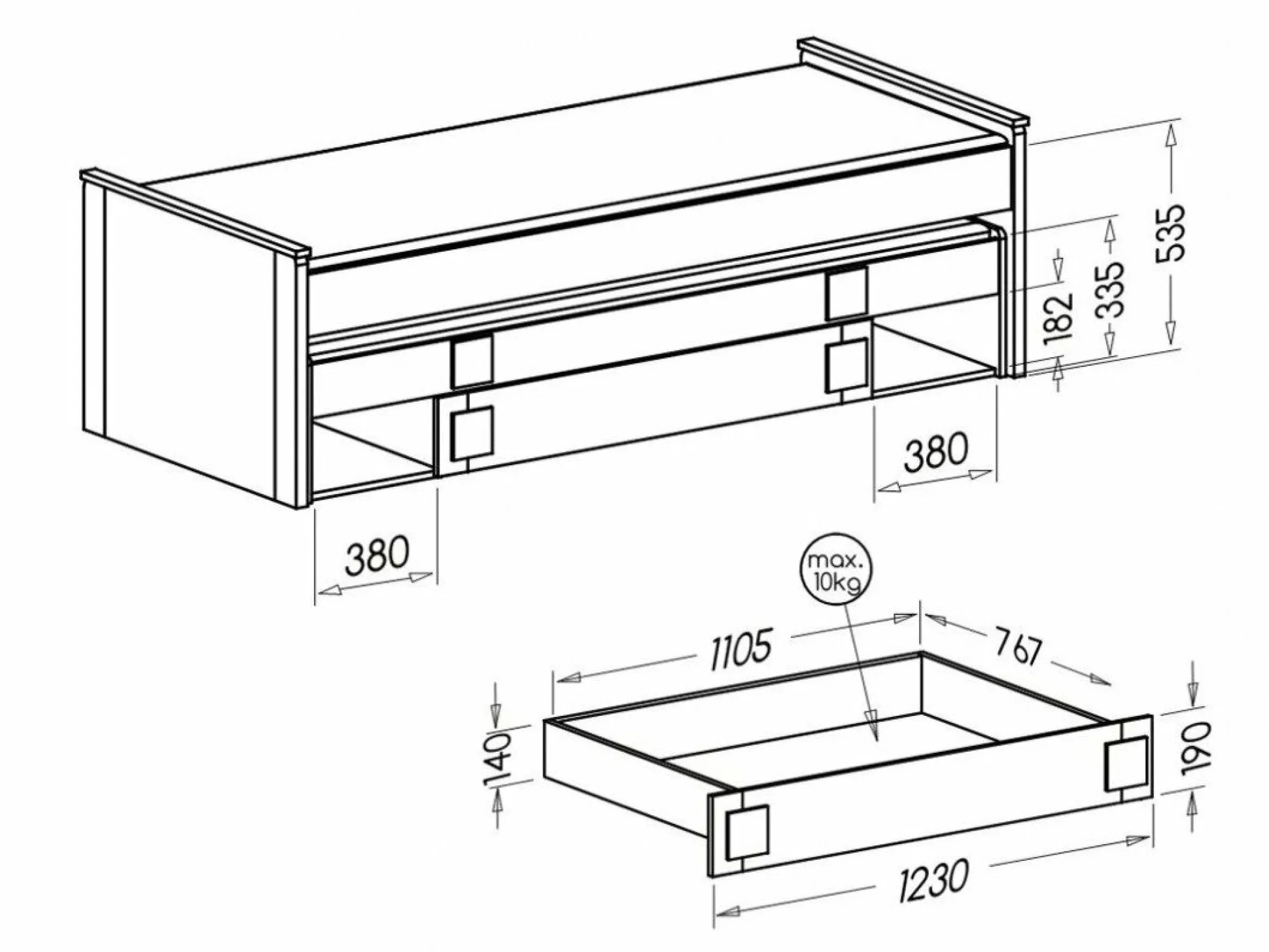 Seng Elmenou 115 (Hvid + Antracit)